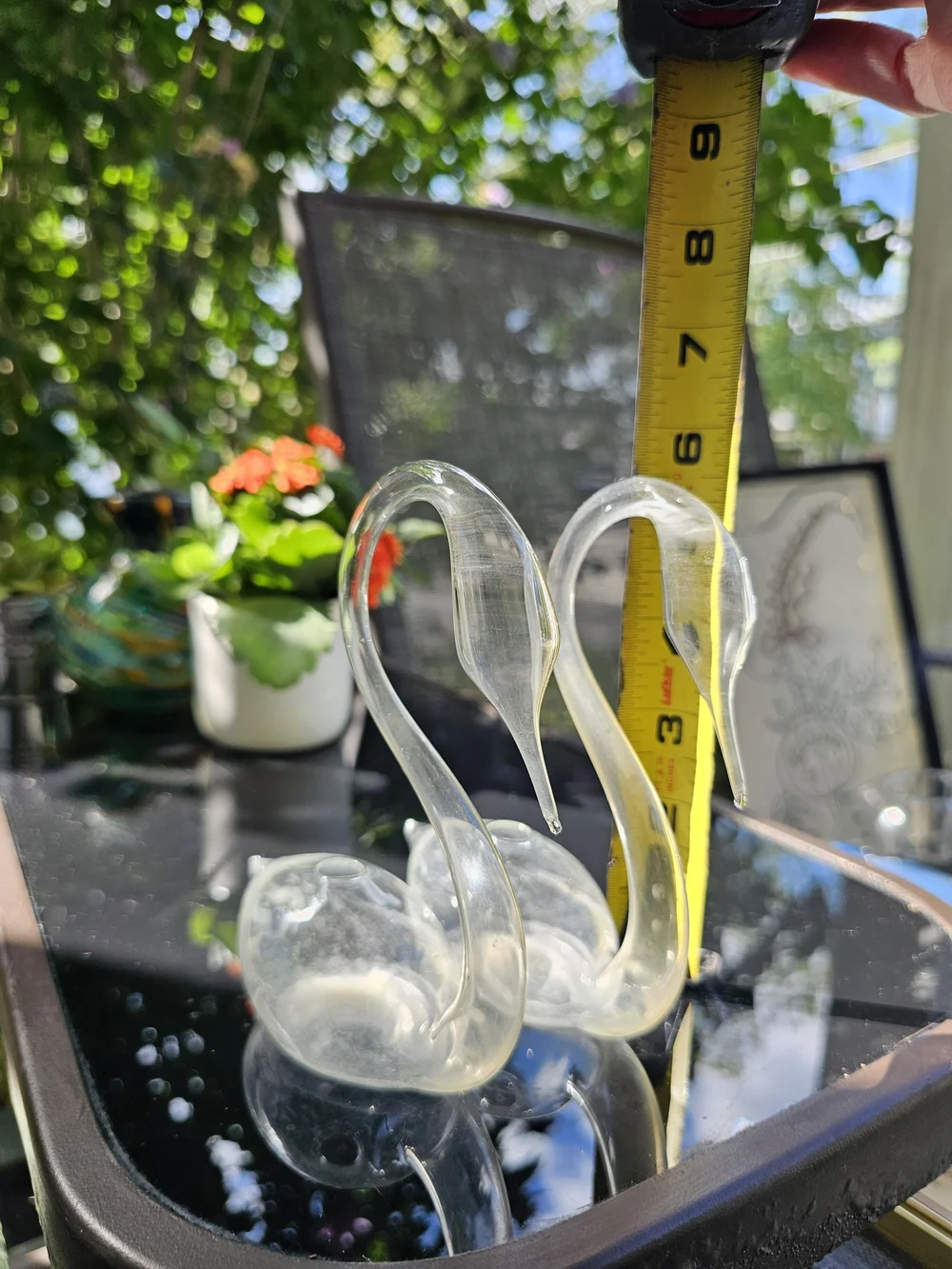 Vintage Hand Blown Glass Swan Vases - Pair of 2 Clear Propagation Bud Vases